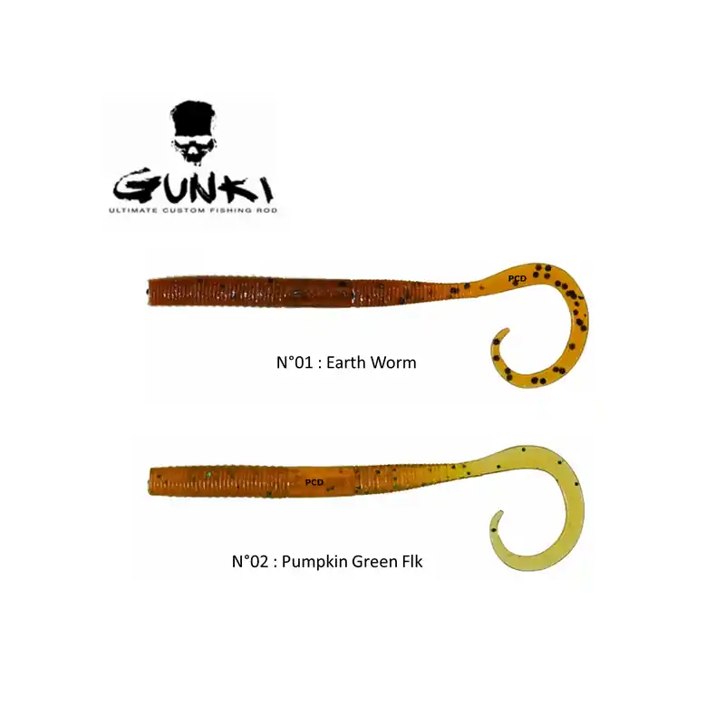 Vente Flash LEURRES SOUPLES GUNKI C‘EEL WORM 7.5CM PAR 15 PUMPKIN GREEN FLAKE