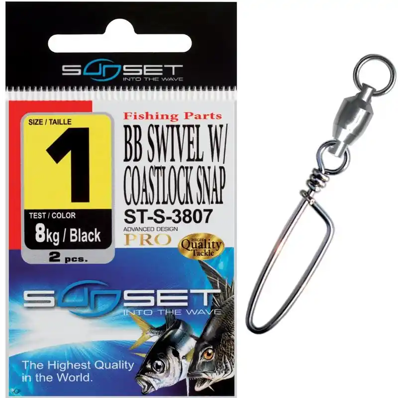 Emerillon Sunset Rolling BB Swivel W/ Coastlock Snap ST-S-3807 Livraison Express