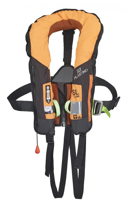Soldes Gilet gonflable Plastimo SL 180N automatique orange + harnais