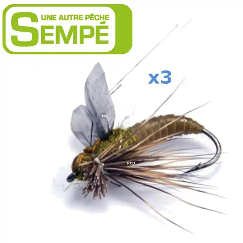 MOUCHE SEMPE NYMPHE PUPA CADDIS OLIVE BRUNE NON LESTEE H12 PAR 3 Vente Flash
