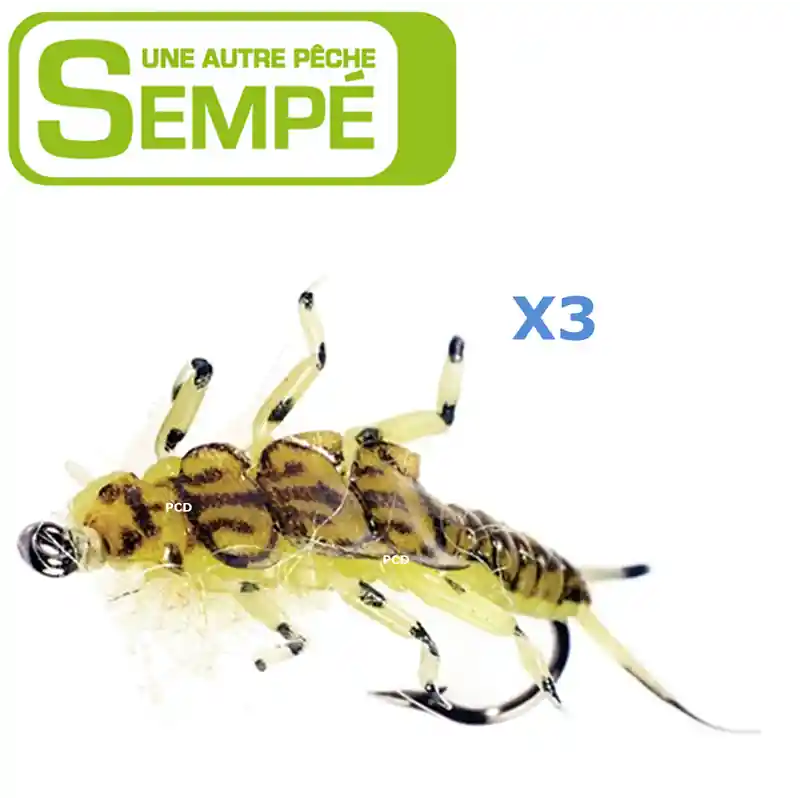 Solde MOUCHE SEMPE NYMPHE PATRAQUE YELLOW NON LESTEE H10 PAR 3