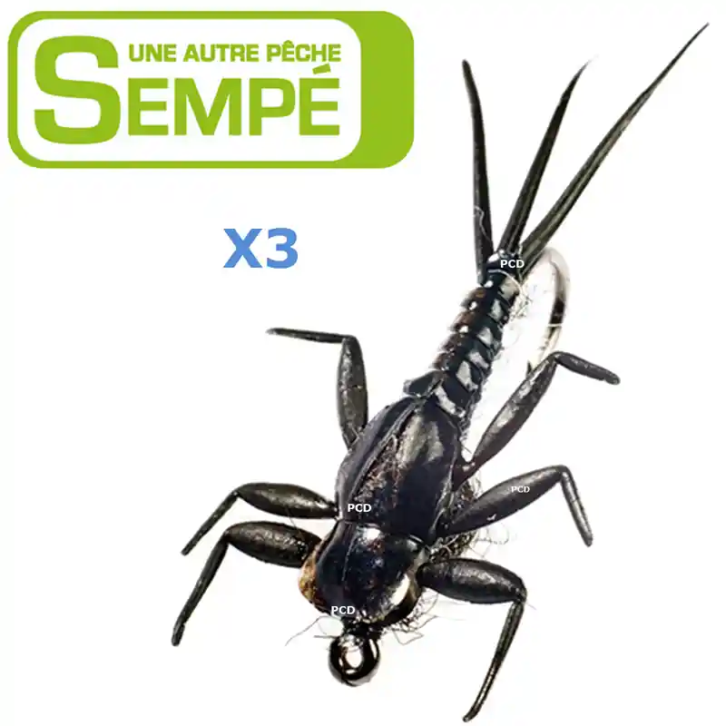 MOUCHE SEMPE NYMPHE DE MAI NOIRE NON LESTEE H10 PAR 3 Expédié Aujourd'hui