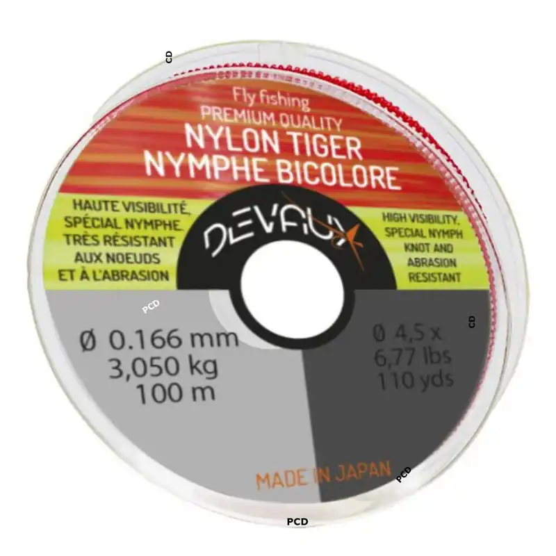 Dernier Modèle Nylon Devaux Tiger Nymphe Bicolore Rouge Jaune 100M