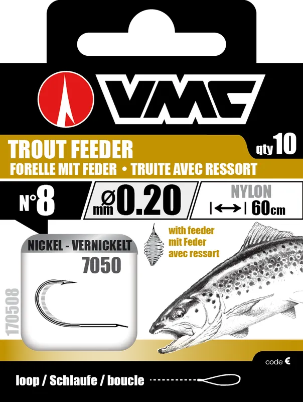 Hameçons montés Vmc 7050 Spécial Truite avec Ressort – n°8 sur 20/100 Dernière Chance