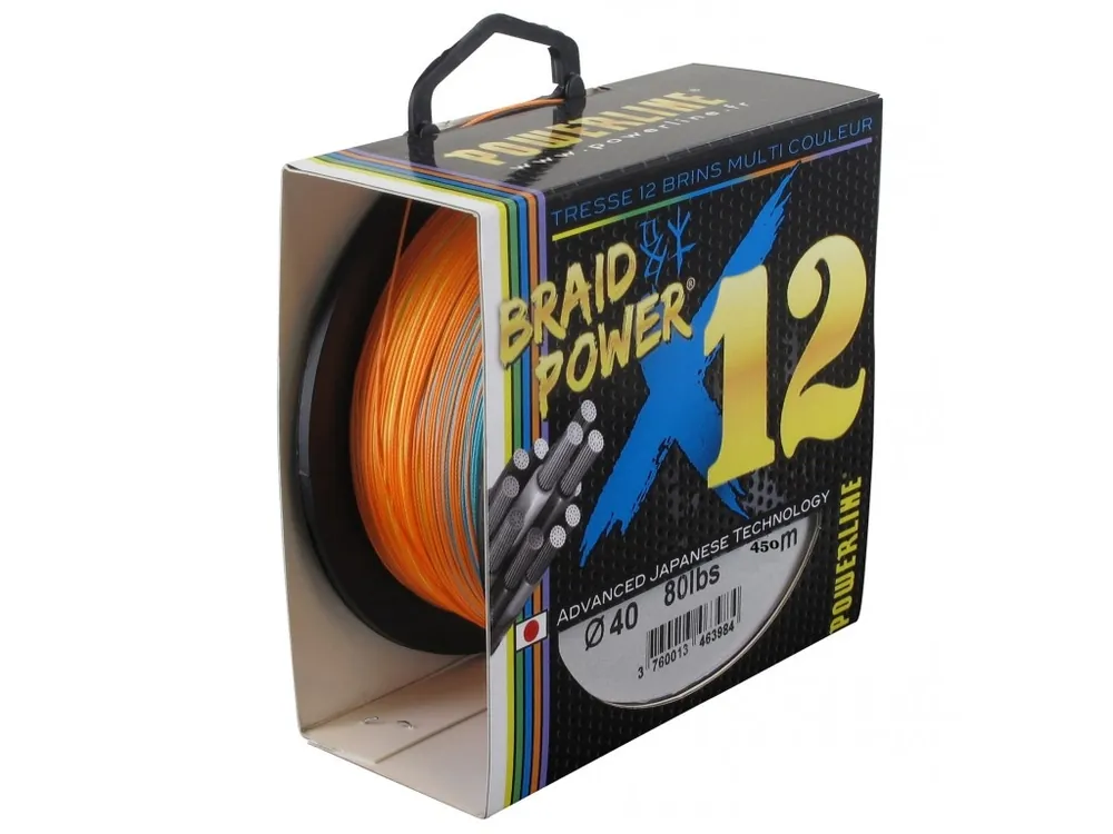 Promotion Tresse Powerline Braid Power X12 Multicolore 450 m 50/100 – 105 lbs