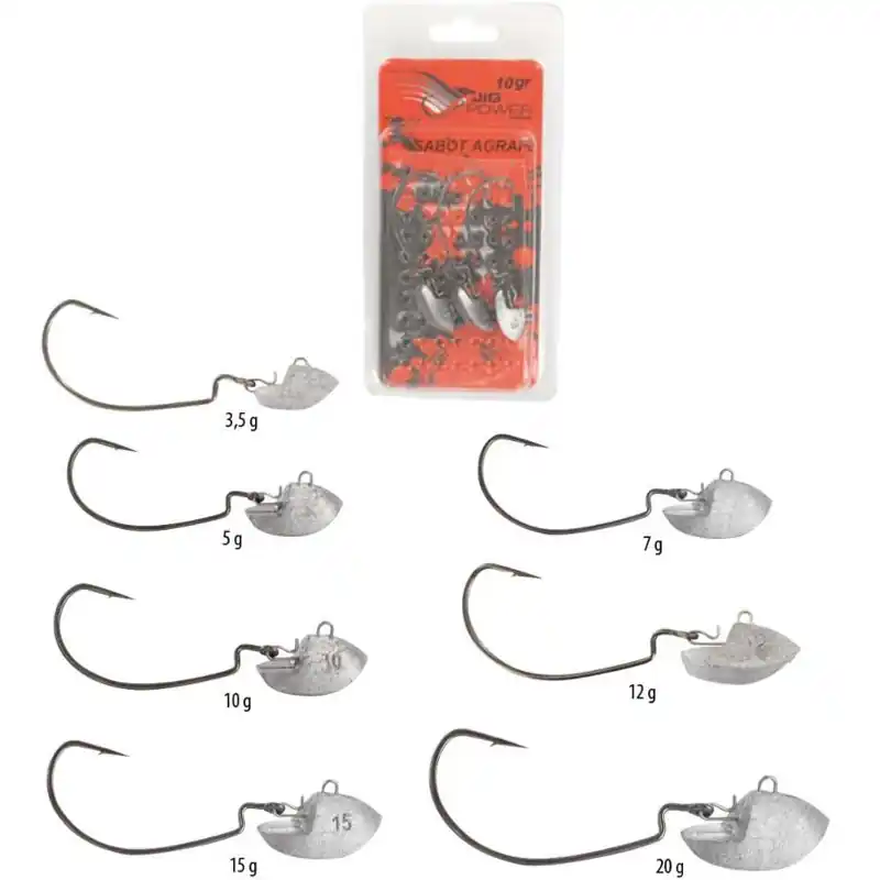 Vente Flash Tête Plombée Powerline Sabot Agrafe Hameçon – 5 gr H1 x3têtes