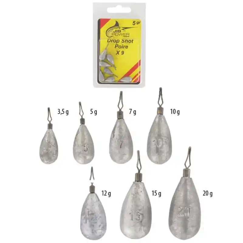 Plombs Dropshot Powerline Poire – 10 gr x 7 pièces Nouvel Arrivage