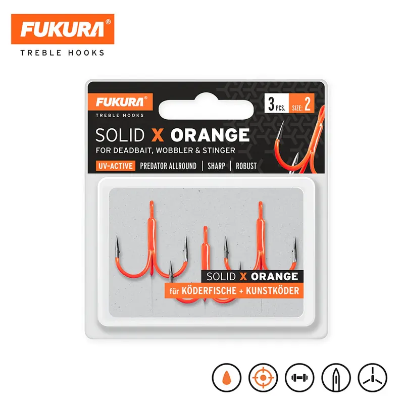 Lieblingsköder Fukura Drillinge Solid X Orange / Treble Hooks Usine Directe