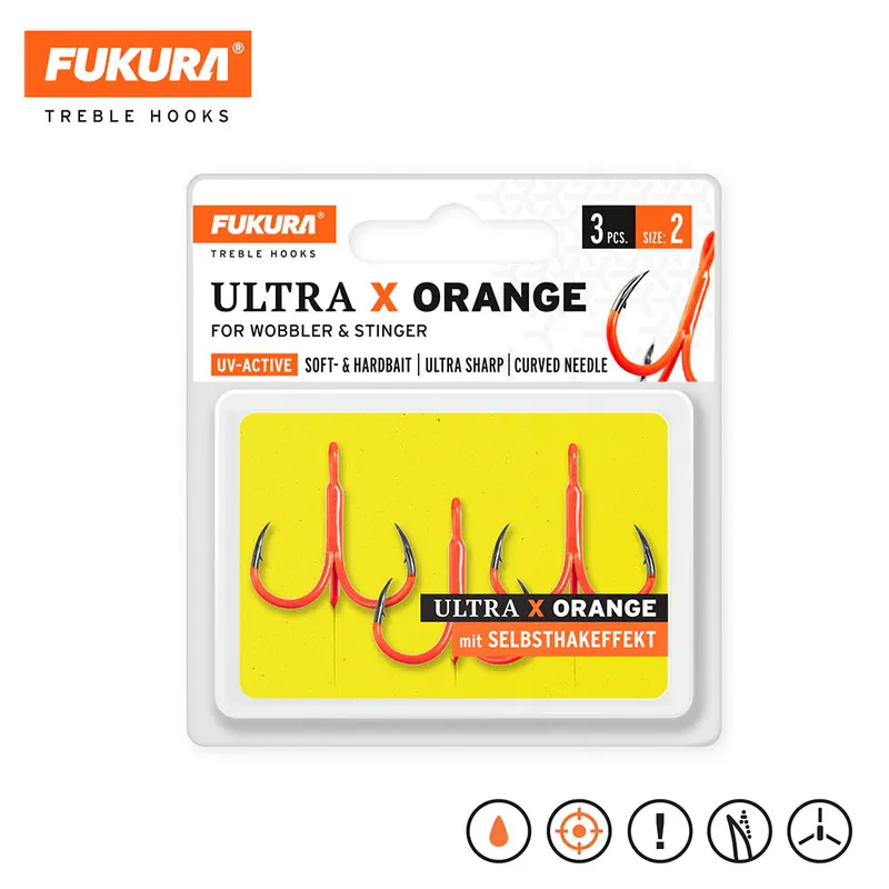 Lieblingsköder Fukura Drillinge Ultra X Orange / Treble Hooks Commander Maintenant