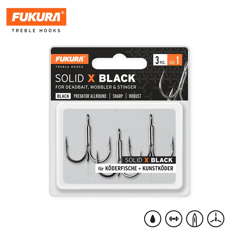 Livraison Express Lieblingsköder Fukura Drillinge Solid X Black / Treble Hooks