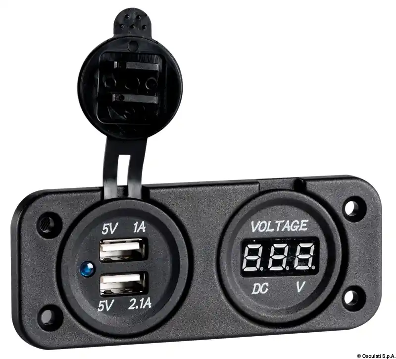 Voltmètre Osculati numérique 8/32 V et double prise USB Prix Bas