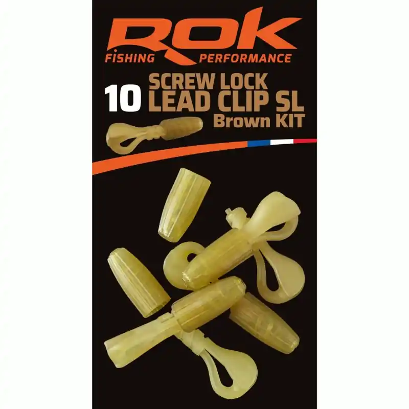 SCREW LEAD CLIP SL – BROWN SET – KIT CLIP PLOMB VISSÉ CAMO MARRON ROK FISHING PERFORMANCE Dernier Modèle