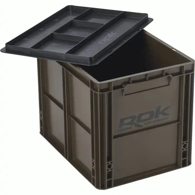 CAISSE DE RANGEMENT MARRON-VERT 40X30X32CM AVEC COUVERCLE ROK FISHING PERFORMANCE Produit De Marque