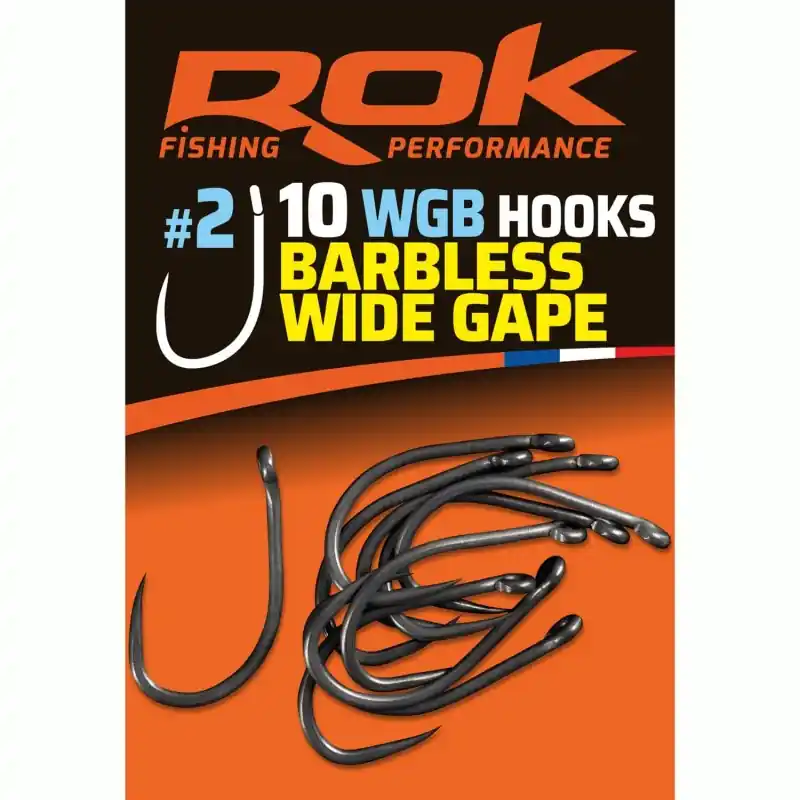 Expédition Rapide WGB _2 – BARBLESS WIDE GAPE HOOKS _2 – HAMECONS BARBLESS WIDE GAP _2 ROK FISHING PERFORMANCE