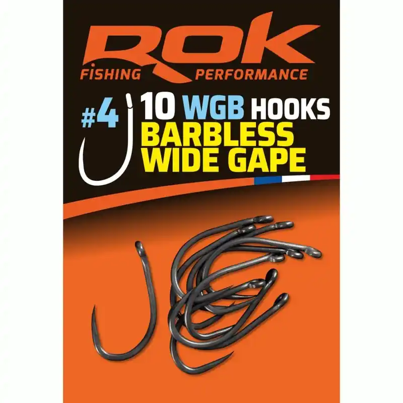 Vente Flash WGB _4 – BARBLESS WIDE GAPE HOOKS _4 – HAMECONS BARBLESS WIDE GAP _4 ROK FISHING PERFORMANCE