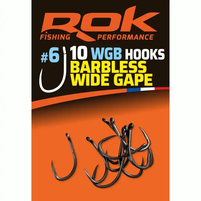 Quantité Limitée WGB _6 – BARBLESS WIDE GAPE HOOKS _6 – HAMECONS BARBLESS WIDE GAP _6 ROK FISHING PERFORMANCE