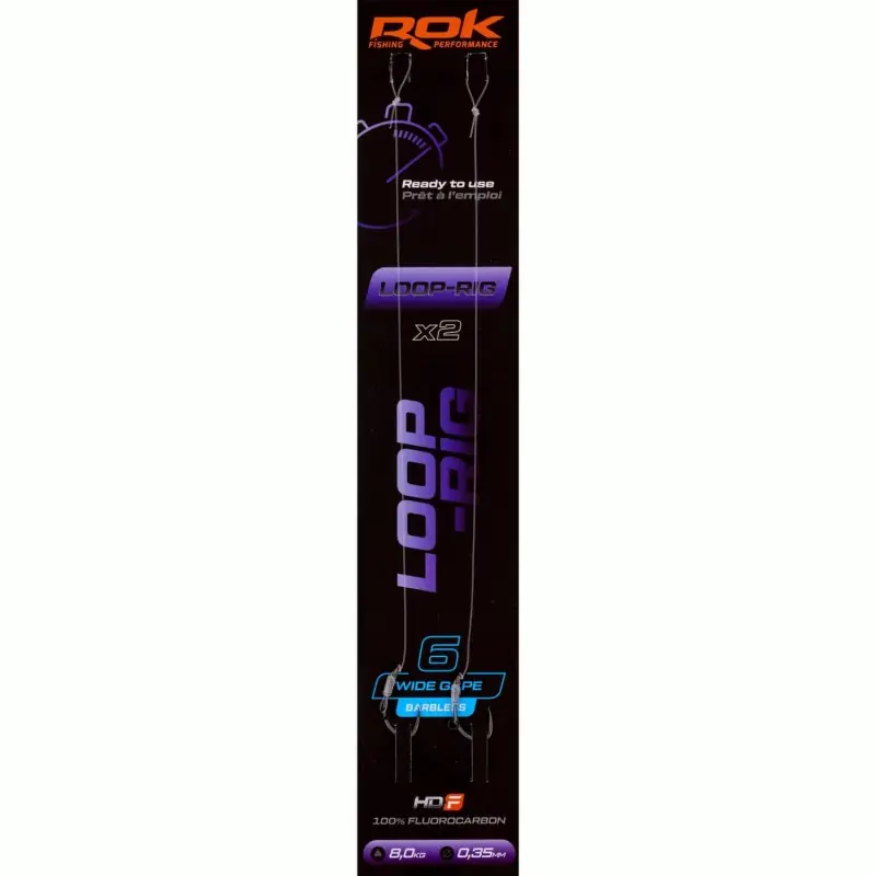 Prix Choc LOOP-RIG WGB _6 – 2X PACK LOT DE 2X MONTAGES LOOP-RIG WIDE GAPE BARB ROK FISHING PERFORMANCE