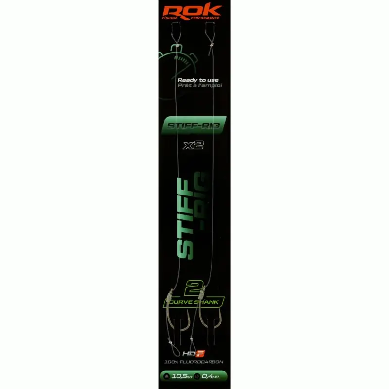 STIFF-RIG CS _2 – 2X PACK LOT DE 2X MONTAGES STIFF-RIG CURVE SHANK _ ROK FISHING PERFORMANCE Usine Directe