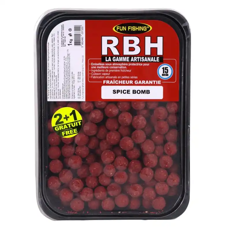 RBH BOILIES 800GR – 15MM – SPICE BOMB FUN FISHING Vente Flash