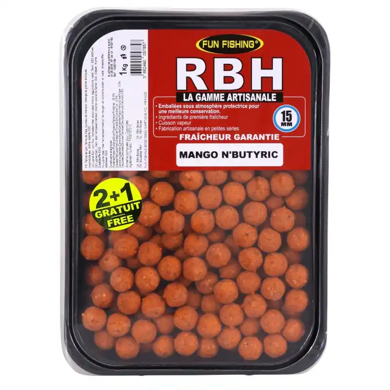 Authentique RBH BOILIES 800GR – 15MM – MANGO N’BUTYRIC FUN FISHING