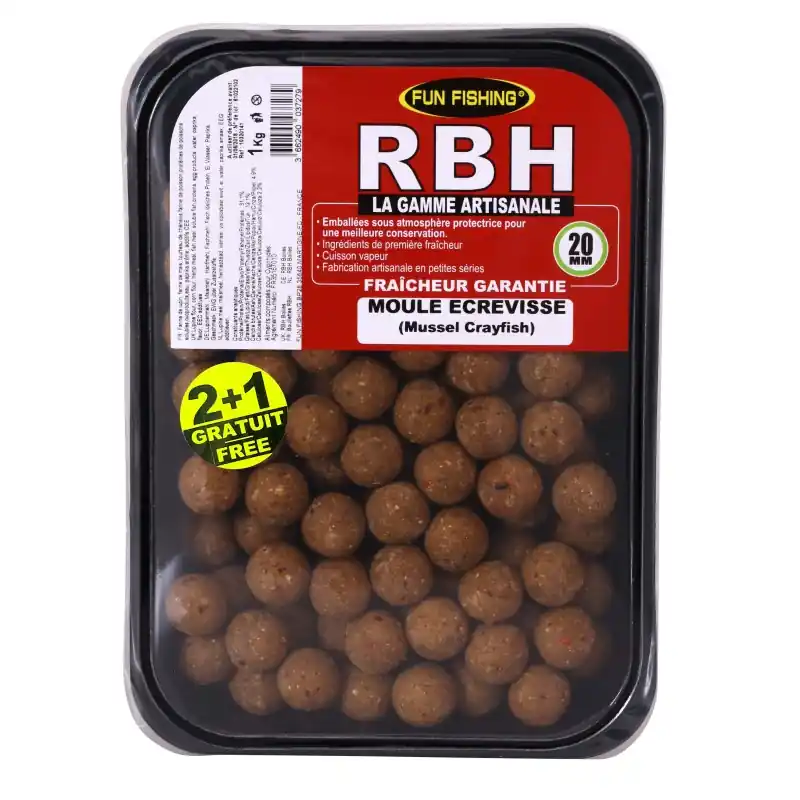 RBH BOILIES 800GR – 20MM – MOULE ECREVISSE FUN FISHING Offre Spéciale