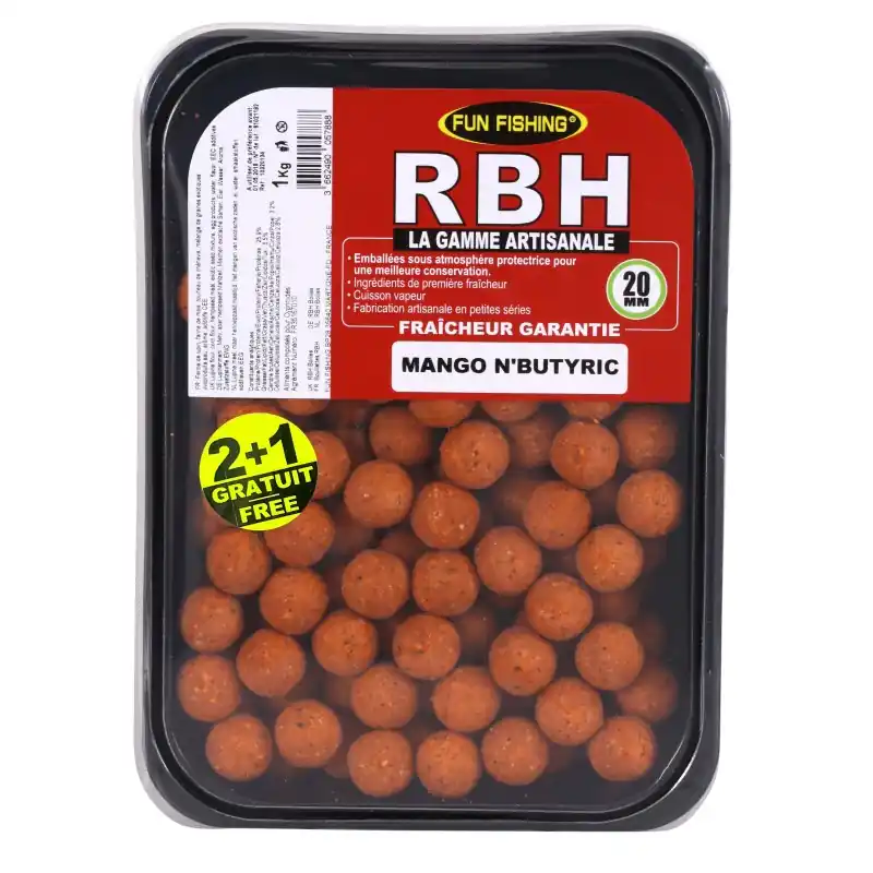 RBH BOILIES 800GR – 20MM – MANGO N’BUTYRIC FUN FISHING Solde