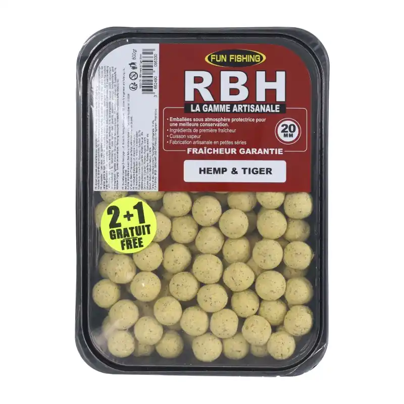 RBH BOILIES 800GR – 20MM – HEMP & TIGER FUN FISHING Bon Plan