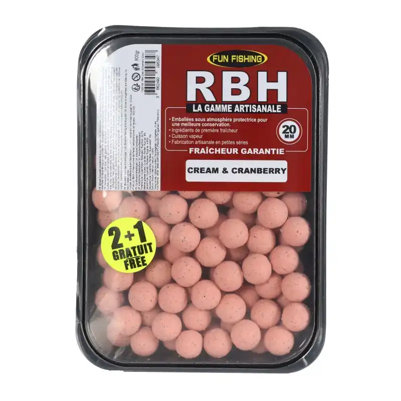 RBH BOILIES 800GR – 20MM – CREAM & CRANBERRY FUN FISHING Usine Directe