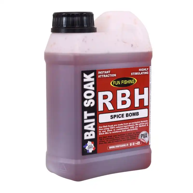 RBH BAIT SOAK SYSTEM – 1L – SPICE BOMB FUN FISHING Offre Exclusive