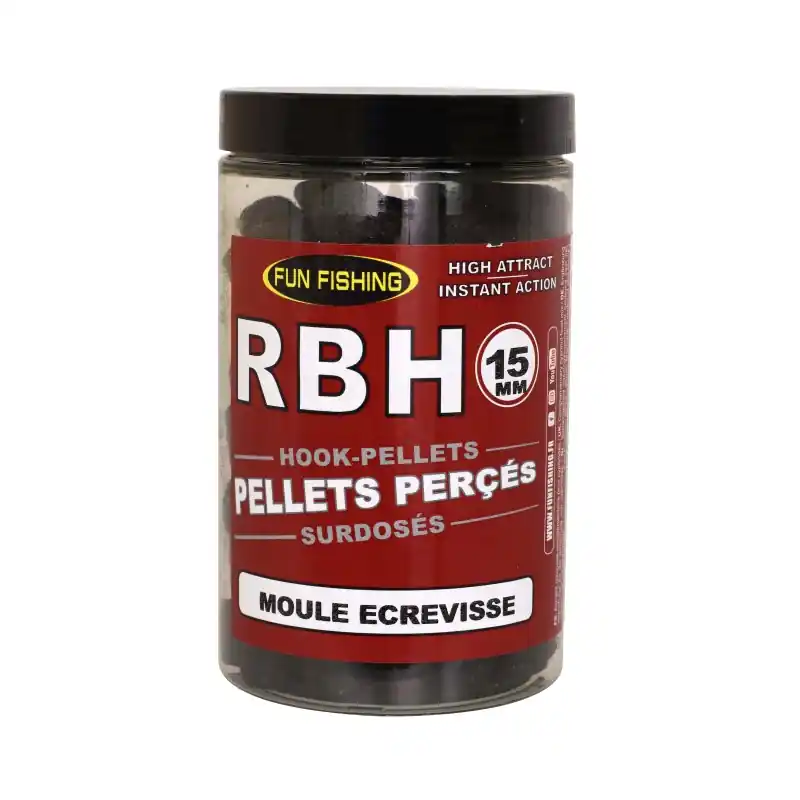 Promotion RBH – PELLETS PERCES – 230GR – 15MM – MOULE ECREVISSE FUN FISHING