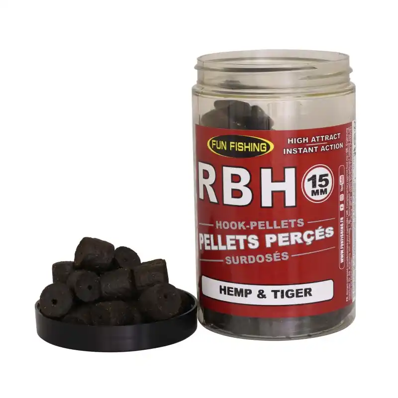 RBH – PELLETS PERCES – 230GR – 15MM – HEMP & TIGER FUN FISHING Produit De Marque
