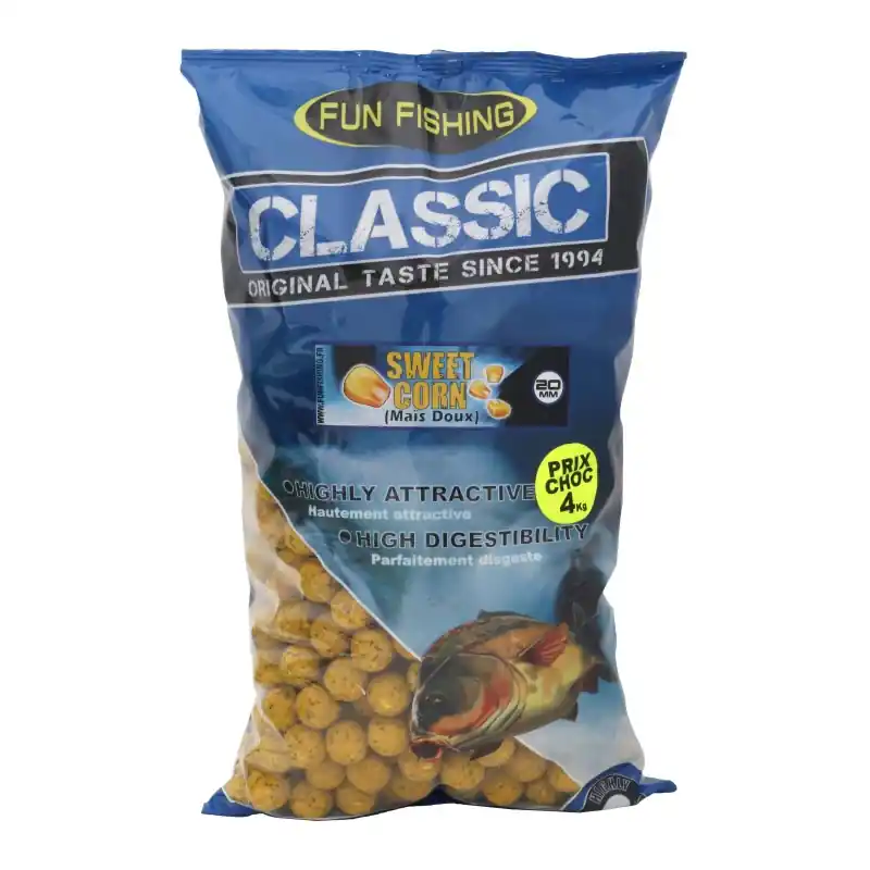 CLASSIC – BOUILLETTES – 4KG – 20MM – MAIS DOUX FUN FISHING Nouvelle Collection