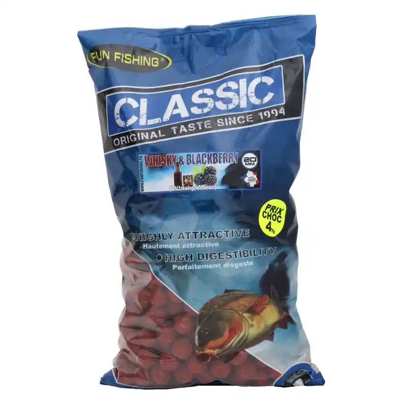 CLASSIC – BOUILLETTES – 4KG – 20MM – WHISKY BLACKBERRY FUN FISHING Vente Flash