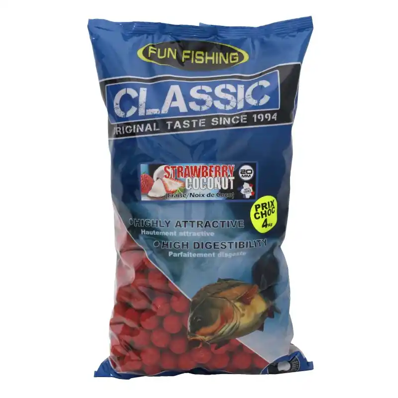 CLASSIC – BOUILLETTES – 4KG – 20MM – STRAWBERRY COCONUT FUN FISHING Meilleur Prix
