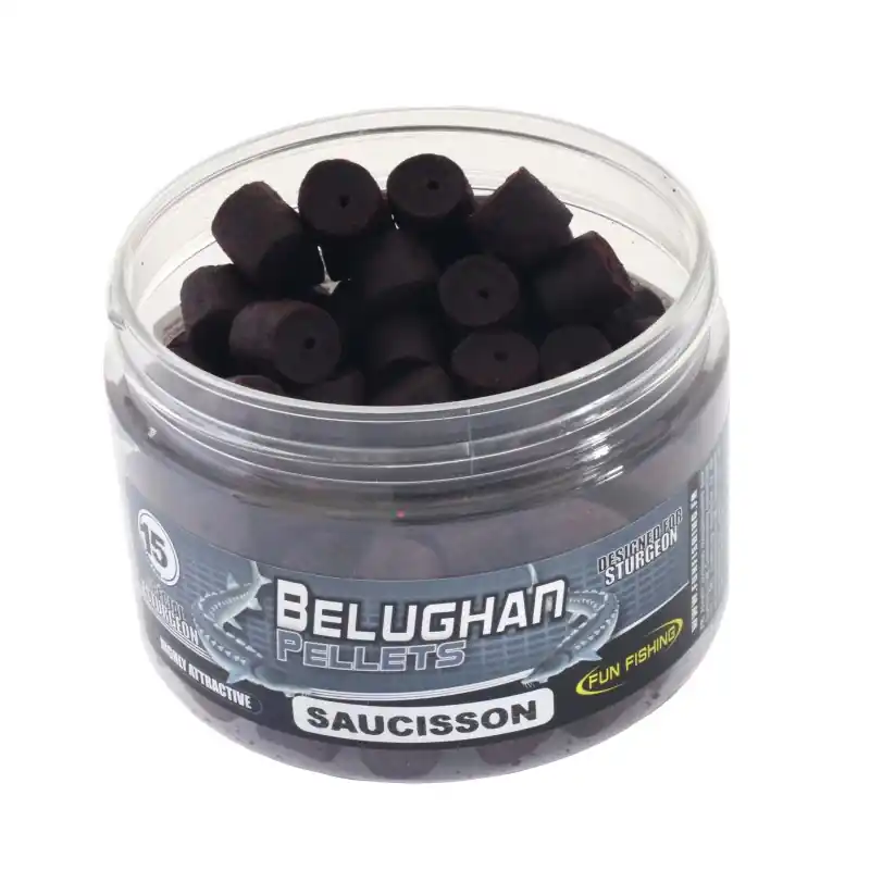 Remise BELUGHAN – PELLETS PERCES – 250GR – 16MM – SAUCISSON FUN FISHING