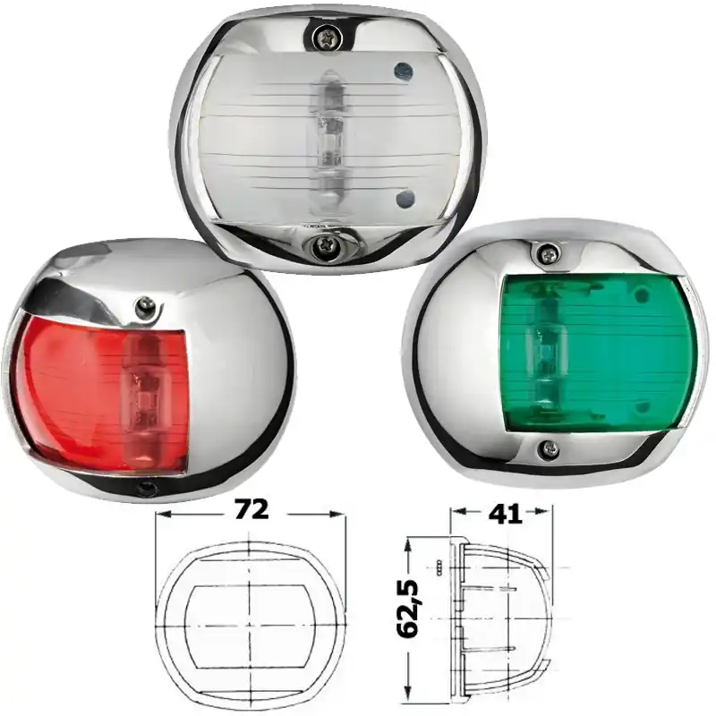 Feux de navigation Osculati Compact 12 LED en inox AISI 316 poli miroir Must-Have