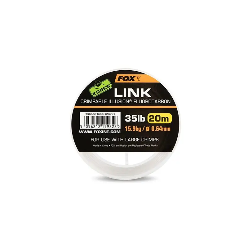 EDGES LINK ILLUSION FLUOROCARBON 0.64MM/35LB (20M) FOX Expédié Aujourd&rsquo;hui