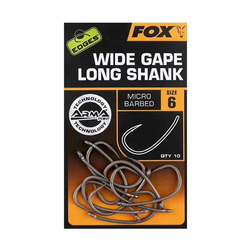 EDGES ARMAPOINT SUPER WIDE GAPE LONG SHANK – SIZE 6 FOX Quantité Limitée