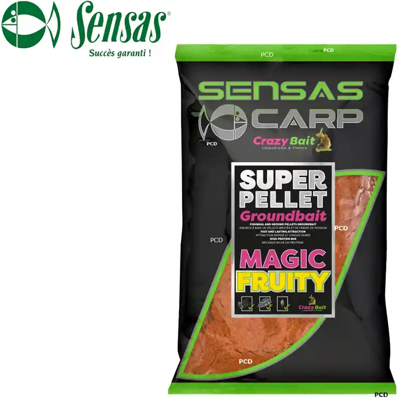 AMORCE SENSAS CRAZY BAIT SUPER PELLET GROUNDBAIT MAGIC FRUITY 1KG Satisfait Ou Remboursé