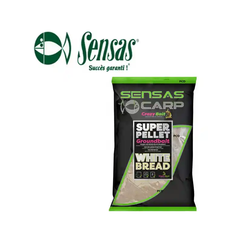 AMORCE SENSAS CRAZY BAIT SUPER PELLET GROUNDBAIT WHITE BREAD 1KG Prix Promo