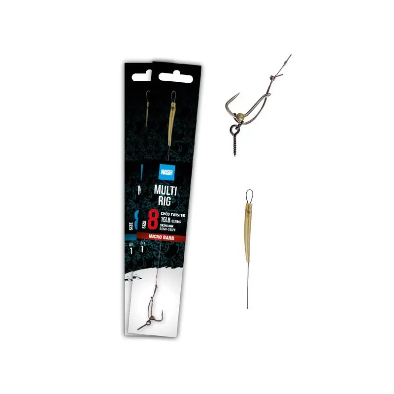 Expédition Rapide BAS DE LIGNE MULTI RIG CHOD TWISTER 25LB T4 SEMI STIFF MICRO BARB NASH