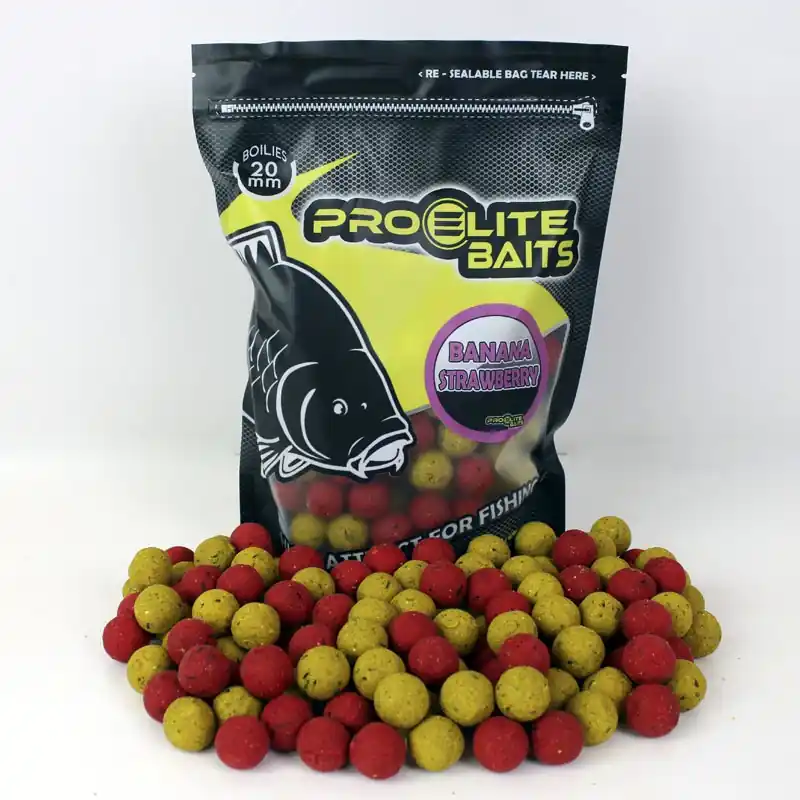 Retour Gratuit BOUILLETTE BOILIE CLASSIC BANANA STRAWBERRY 14MM 800G PROELITE BAITS