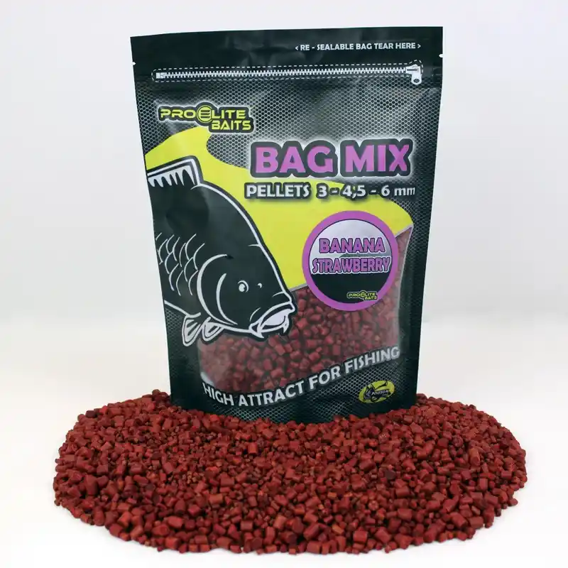 Petit Prix PELLETS BAG MIX 3/4.5/6MM BANANA STRAWBERRY 800G PROELITE BAITS