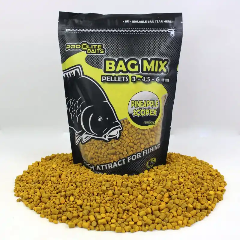 PELLETS BAG MIX 3/4.5/6MM PINNEAPPLE SCOPEX 800G PROELITE BAITS Prix Promo