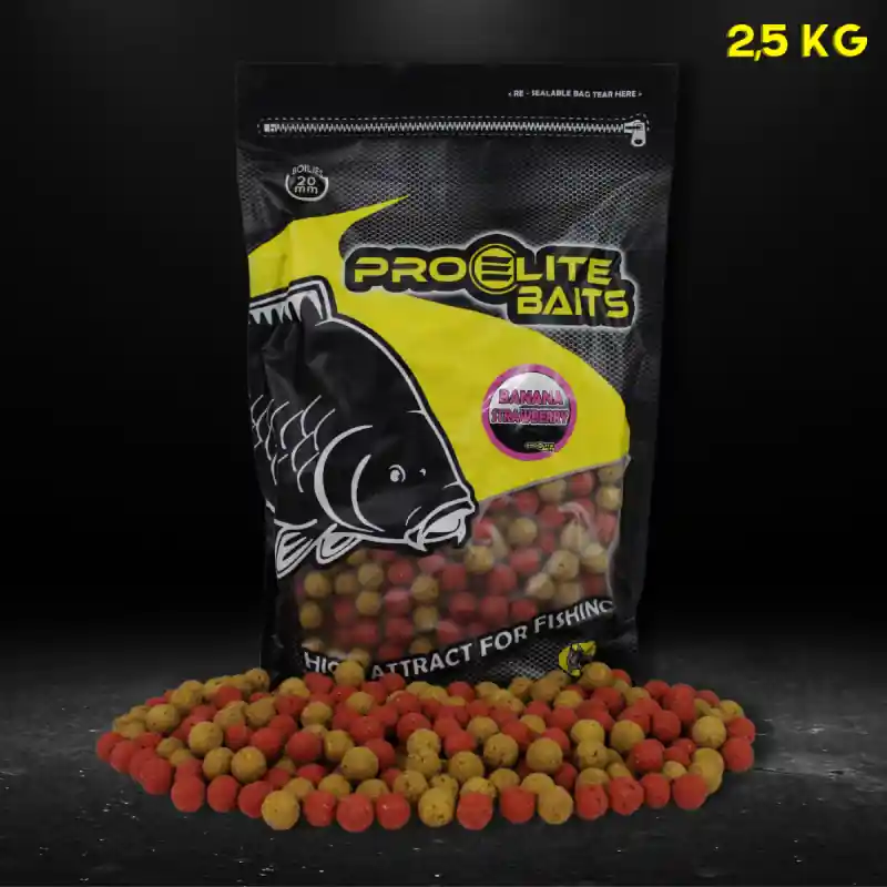 Offre Du Jour BOILIE NATURAL FOODS 20MM BANANA STRAWBERRY 2.5KG PROELITE BAITS