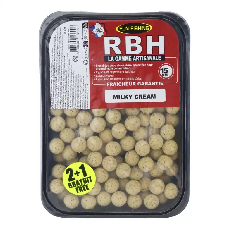 Acheter En Ligne BOUILLETTE RBH MILKY CREAM 15MM FUN FISHING
