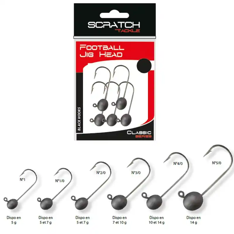5x FOOTBALL CLASSIC JIG HEAD – 7 g – N° 2/0 Offre Limitée