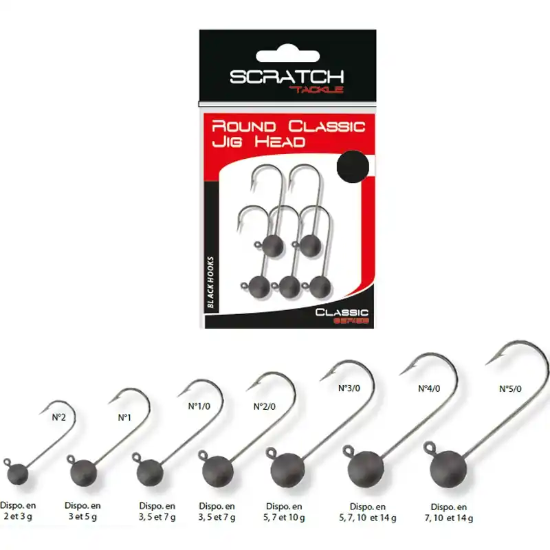 5x ROUND CLASSIC JIG HEAD – 5 g – N° 1 Promotion Saisonnière