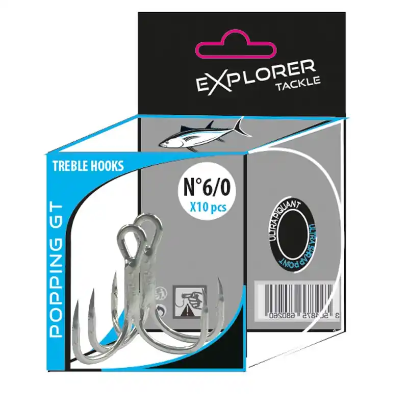 3x POPPING GT TREBLE HOOK – TIN – N° 7/0 Retour Gratuit