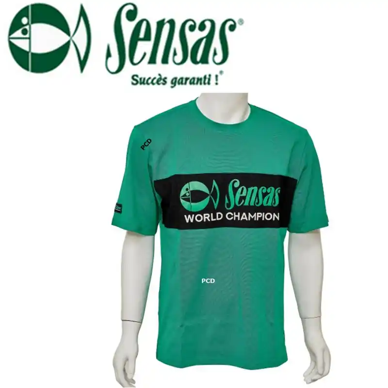 Super Prix T-SHIRT MANCHES COURTES SENSAS FASHION CLUB VERT ET NOIR